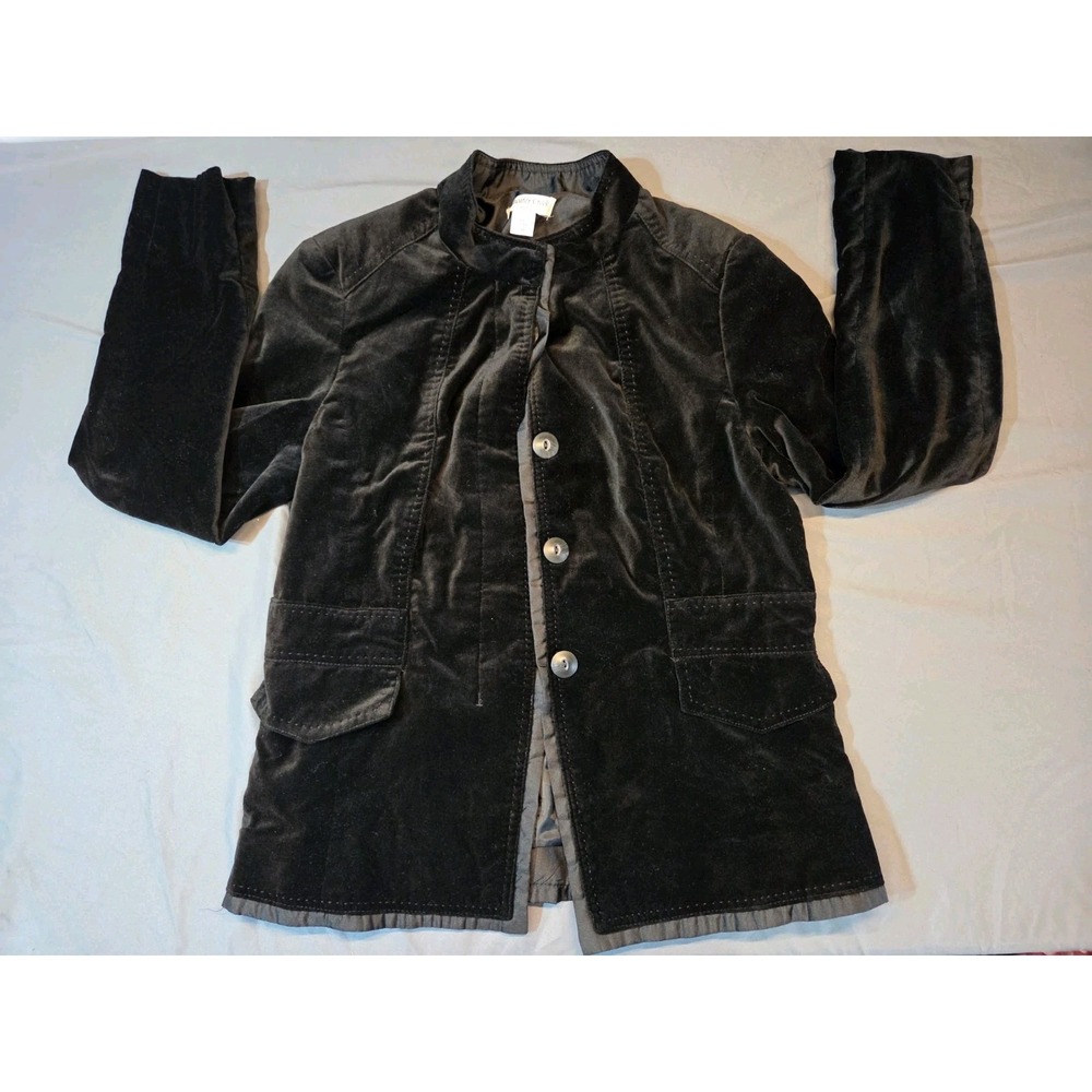 523 | Coldwater Creek Black Velvet Jacket Blazer Women's Size 10 Button Front
